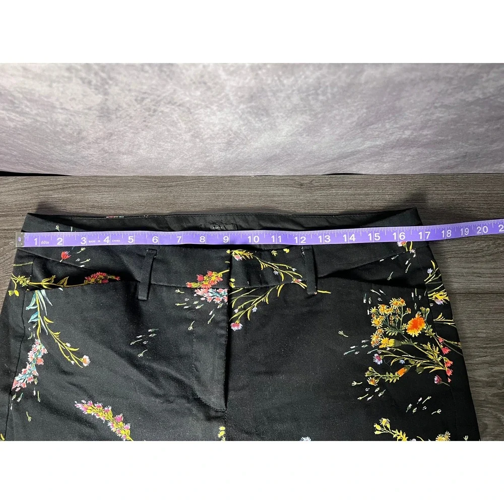 Worthington Black Floral Ankle Pants Modern Fit Stretch Women's Size 8 Cotton - Picture 7 of 8